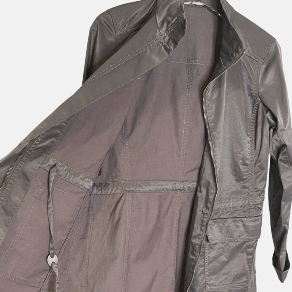 Eileen Fisher Satin Sheen Funnel-Neck Trench Coat - Picture 11 of 14